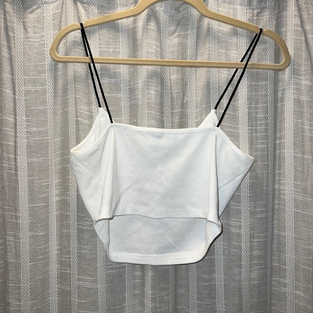 'Babe' Ribbed White Crop Top - Picture 3 of 4